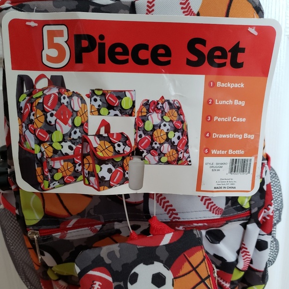 New Sports 5 PC Backpack Set - Picture 3 of 3